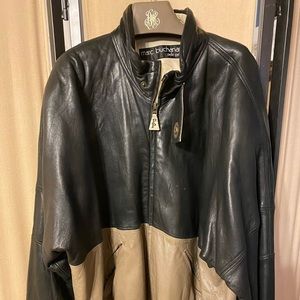 Marc Buchanan Pelle Pelle Black and Brown Leather Jacket Size 46